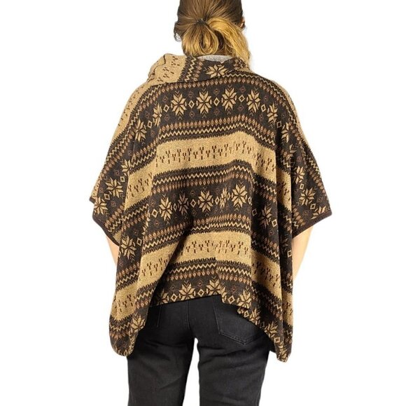 Forever 21 Cheveron Pattern Western Brown Poncho Shawl - Picture 3 of 4